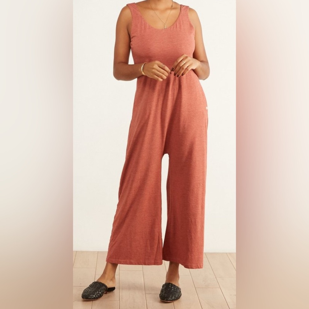 lunya Rust Scoop-Neck Wide-Leg Tank Jumpsuit